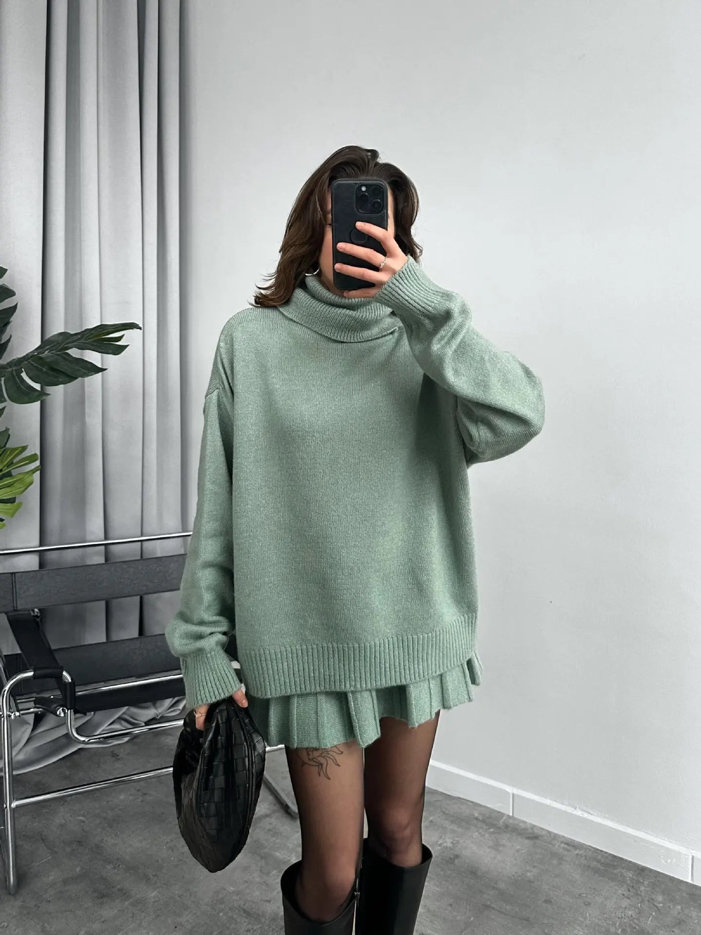 Cotton Linen Pleated Skirt Set