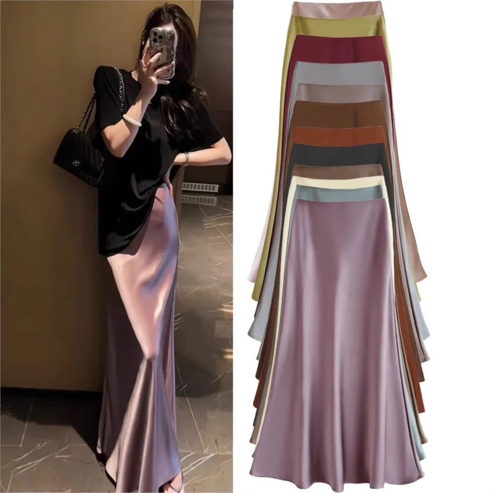 Chic Solid Color High-Waisted Fishtail Skirt for Women