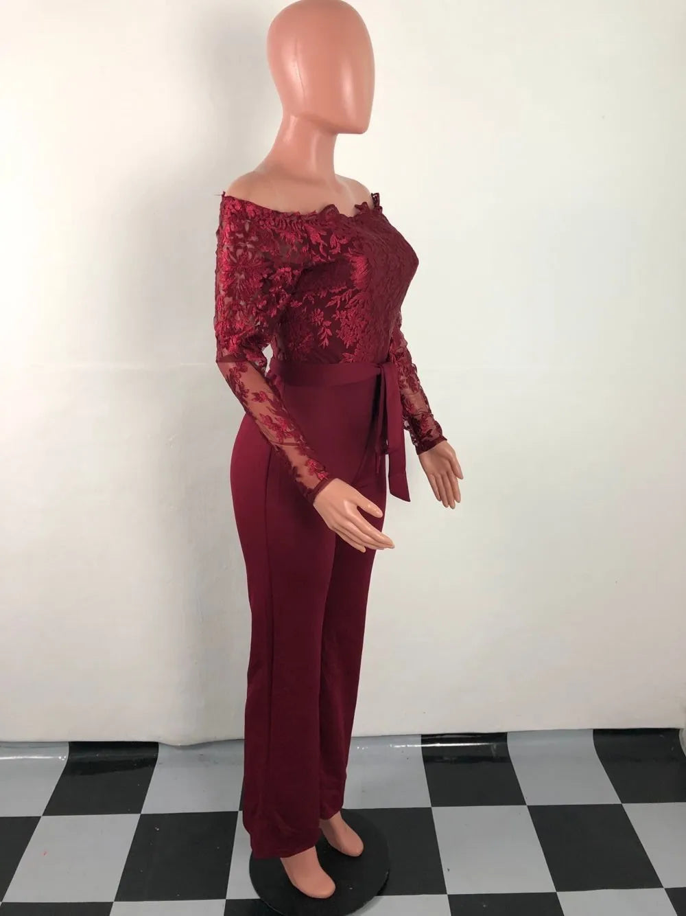 Elegant Lace Stitching Wide Leg Jumpsuit for Women