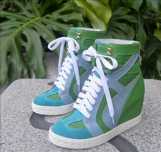 Casual Patchwork Buckle Strap Hollow Out Wedge Ankle Boots for Women