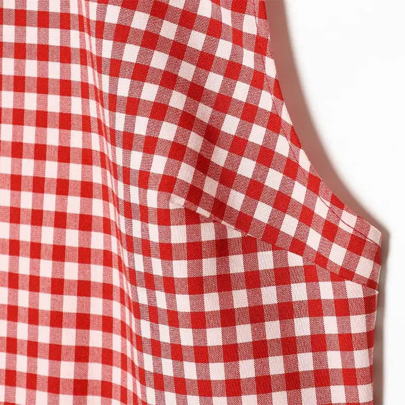 Casual Plaid Vest And Pleated Pants Set Beachwear for Women
