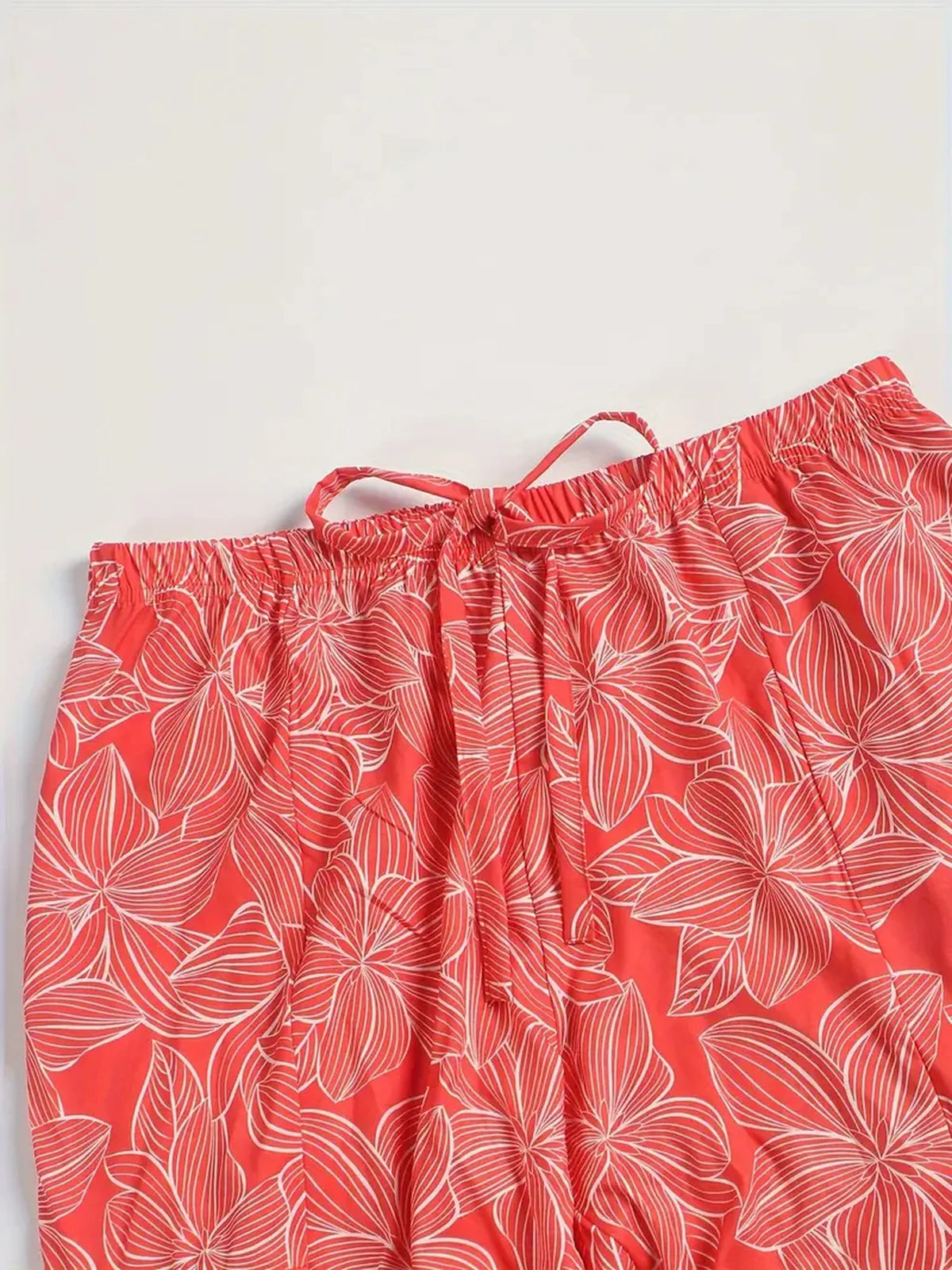 Plus Size Printed Wide Leg Elastic Waist Pants for Women