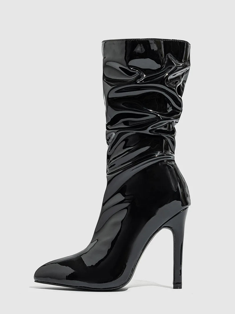 Pointed Toe Stiletto High Heel Mid-Calf Boots for Women