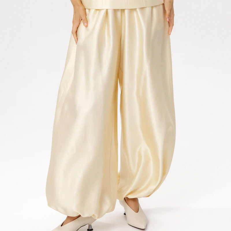 Casual V-Neck Top and Wide-Leg Pants Set for Women