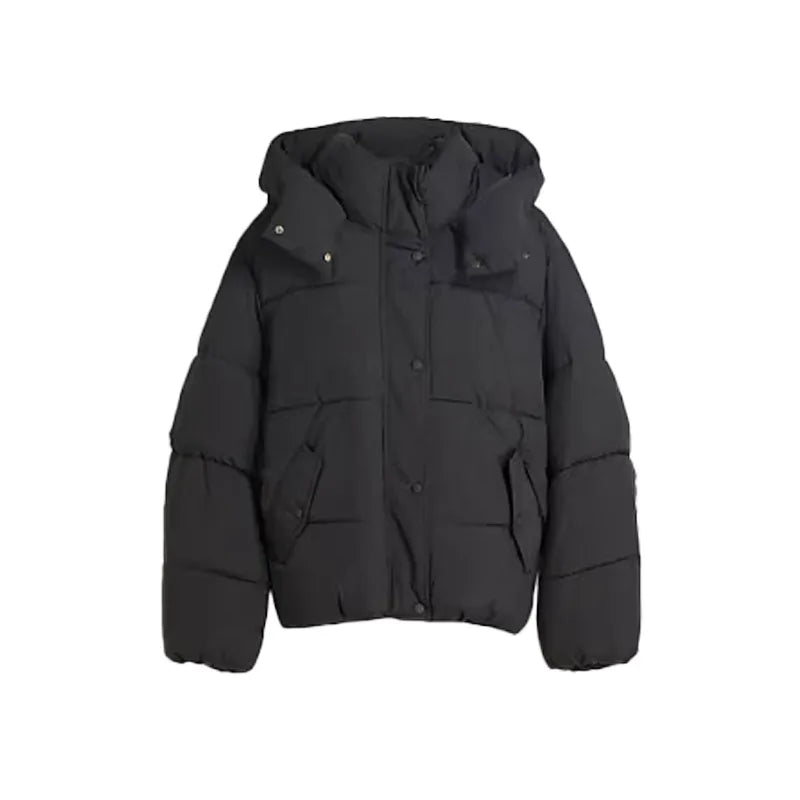 Women 's Down Jackets Vintage Hooded Single Breasted Puffer Full Sleeve Padded Cotton Coats Female 2025 Autumn Lady Streetwears