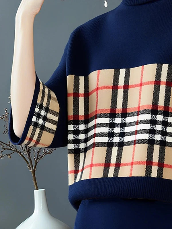 Cozy Plaid Knit Sweater