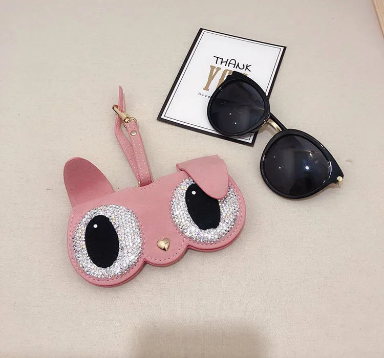 Diamonds cute glasses clip ins fashion sunglasses bag portable sunglasses case protective cover bag bag hanging jewelry