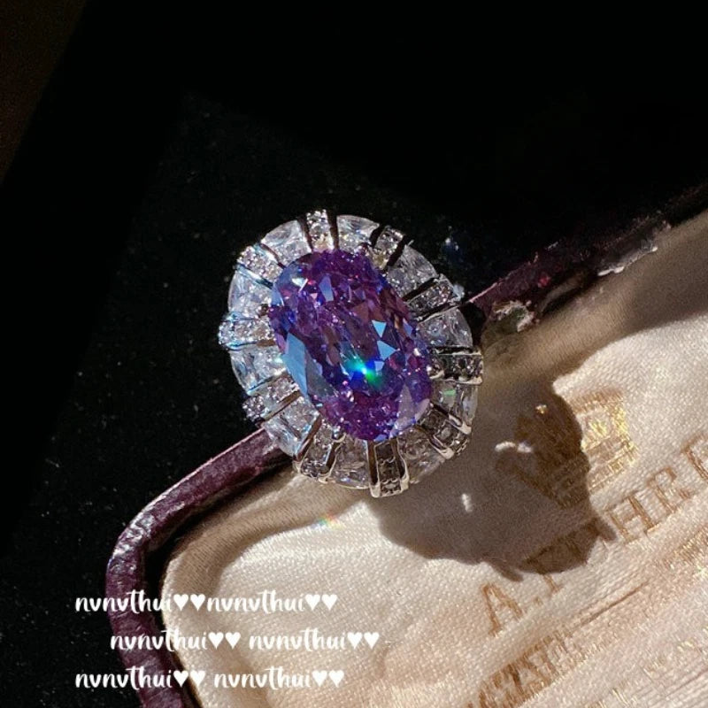 Elegant Geometric Amethyst Bridal Jewelry Set for Women