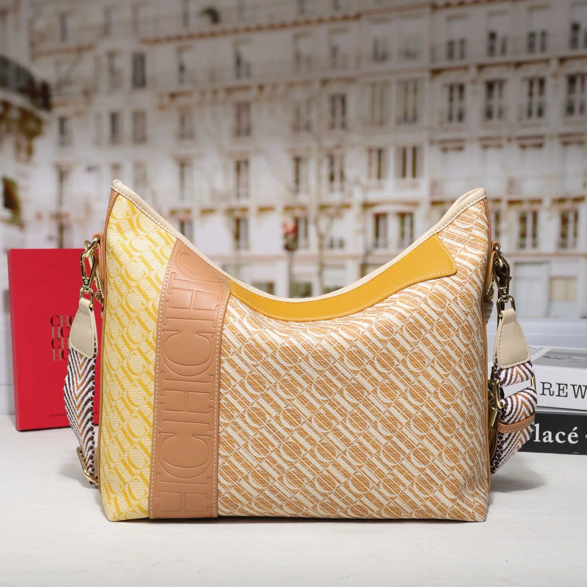 Textured Letter Print Tote And Crossbody Bag for Women
