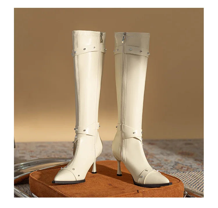 Black Mid Calf Stiletto Boots