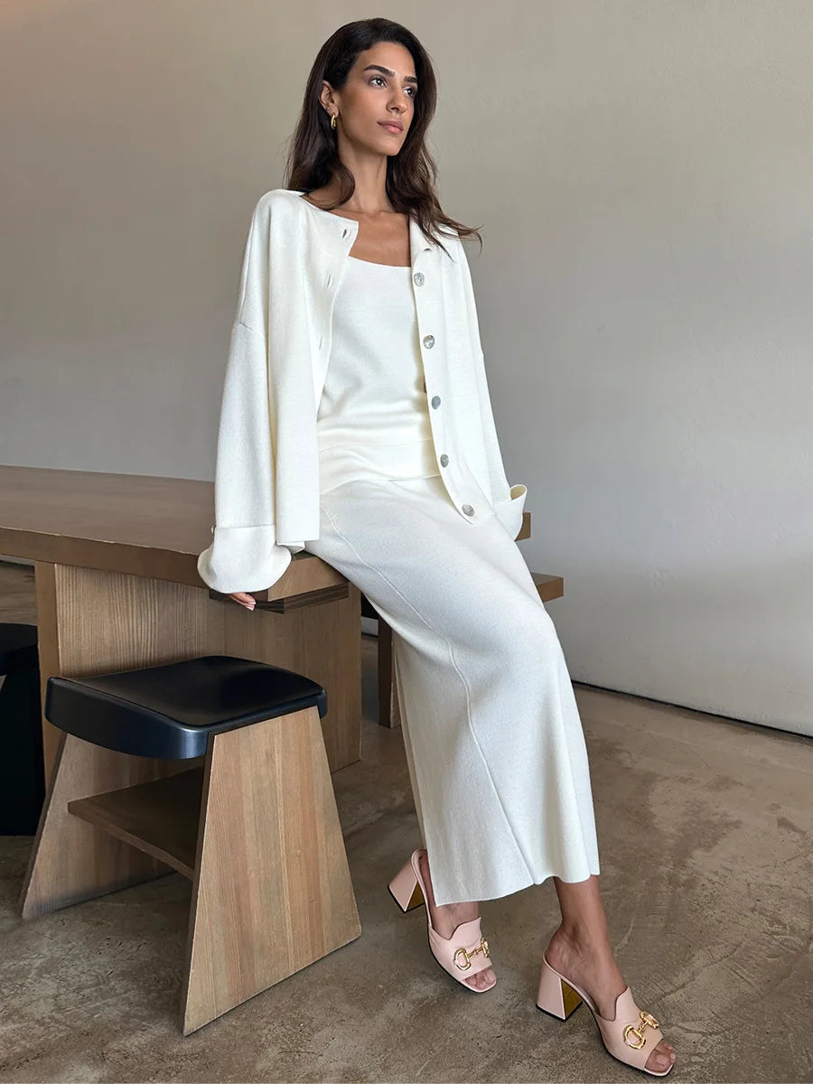 Three-Piece Knit Set Ensemble