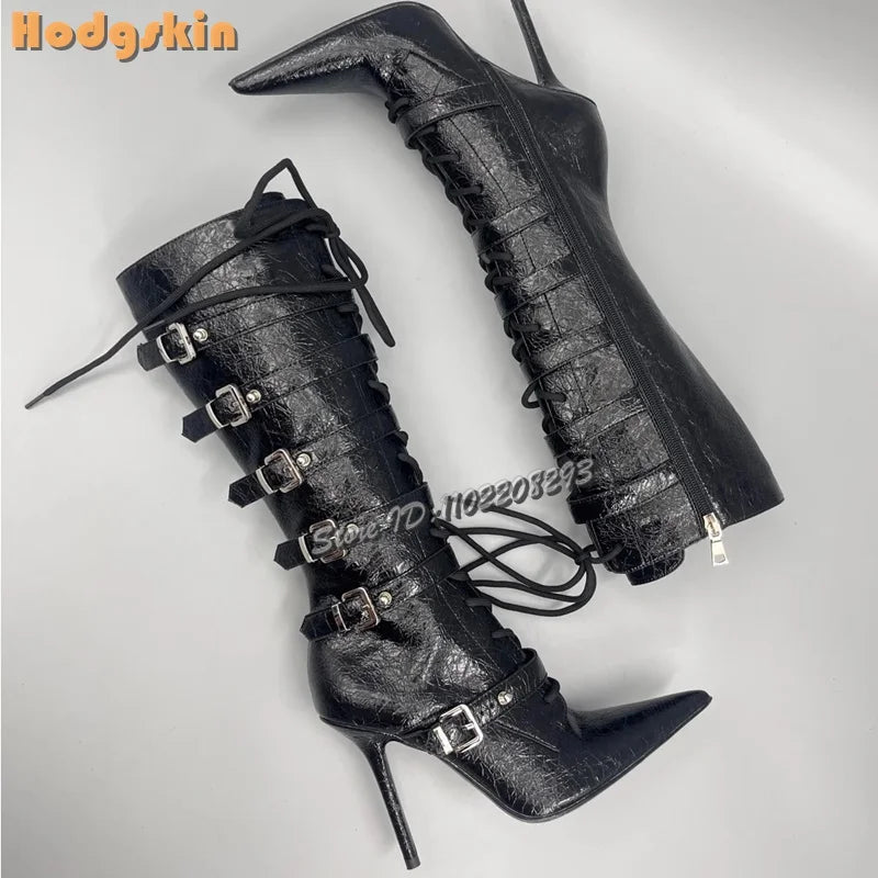 Faux Hair Over-the-Knee Pointed Toe Boots for Women
