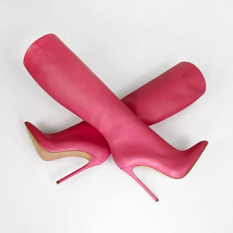 Autumn Winter Pointed Toe Knee High Boots for Women