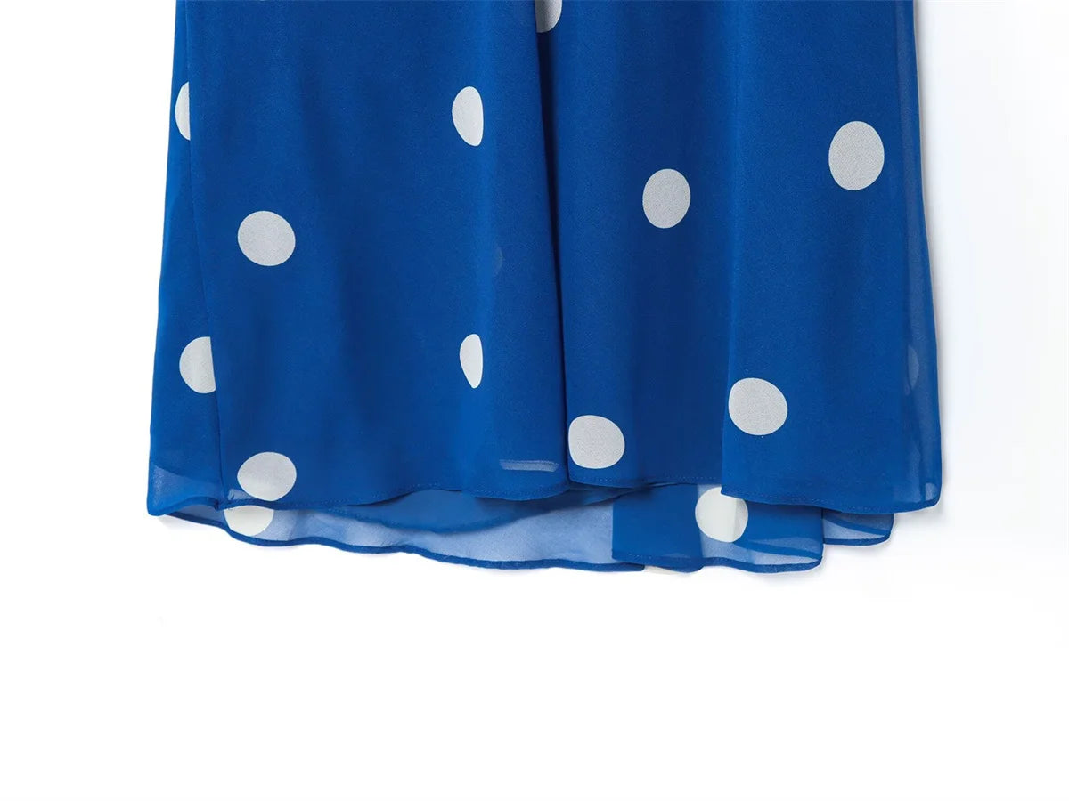 Vintage Polka Dot Backless Halter Maxi Dress for Women