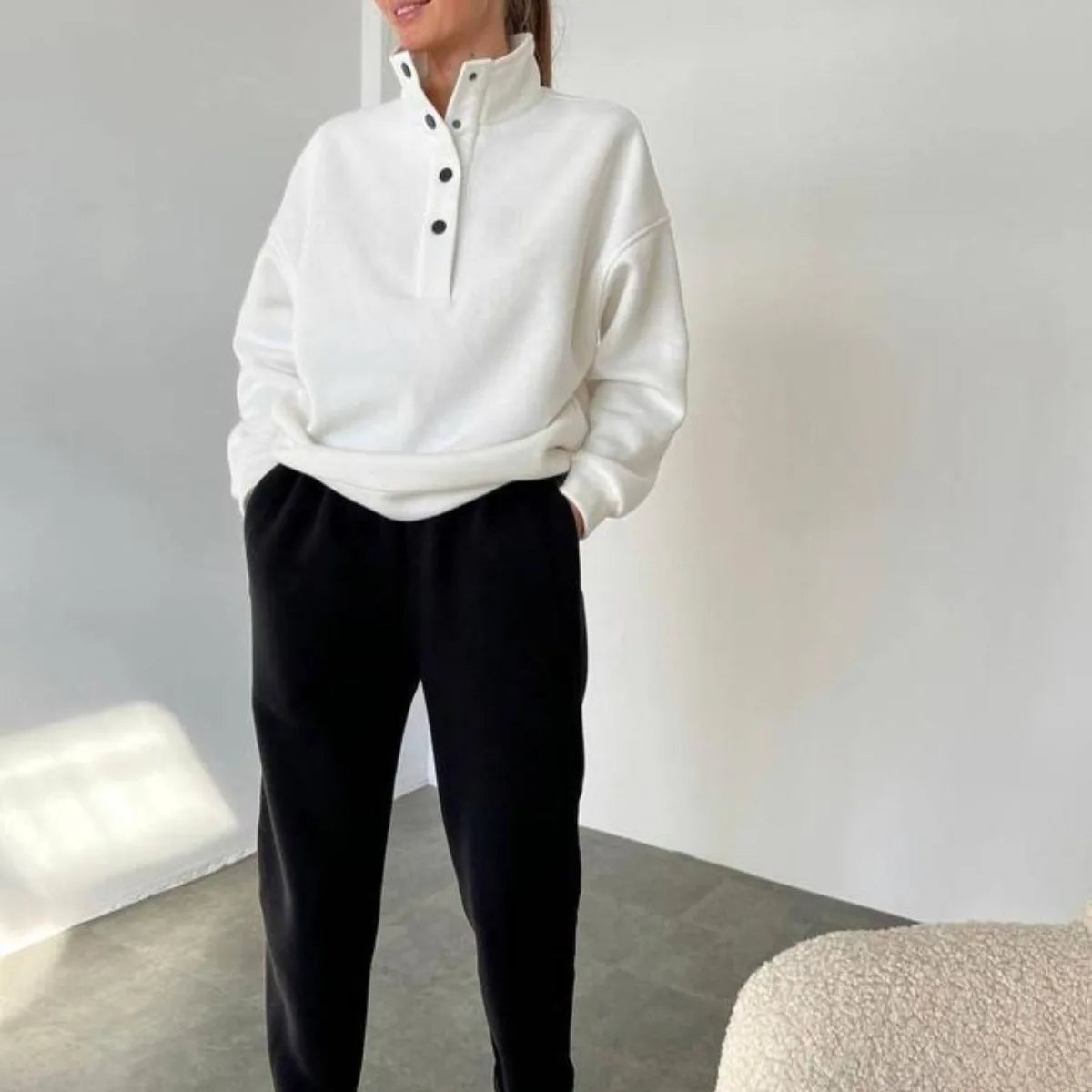 Oversized Warm Casual Hoodie and Long Pants Set for Women