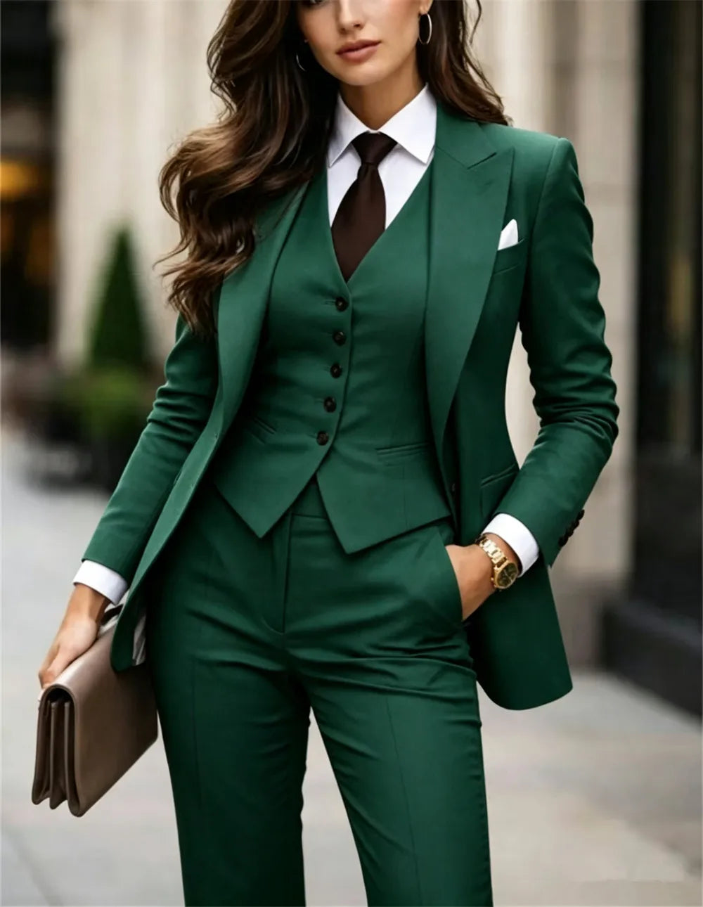 Luxury Women Beige 3-Piece Suit Formal Women Pantsuit Set Blazer Waistcoat Suit Office Wear Slim-fit Suit Business & Prom Suit