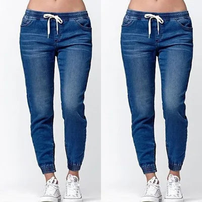 Elastic Waist Slim Fit Pegged Tapered Pants For Women