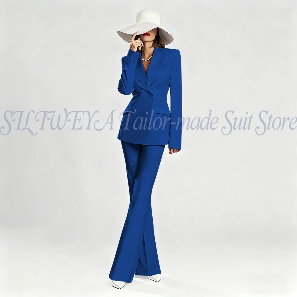 Slim Fit Double Breasted Blazer Suit Set for Women