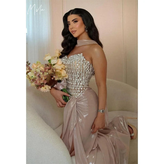 Mila Sleeveless Prom Dress Sleeveless Back Lace-Up Customized Luxurious Women Evening Dresses Sexy Mermaid vestidos de fiesta