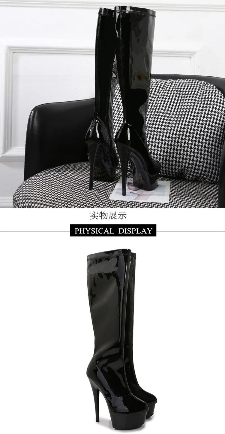 Gladiator Style Knee Length Leather Boots With Lace Up For Women