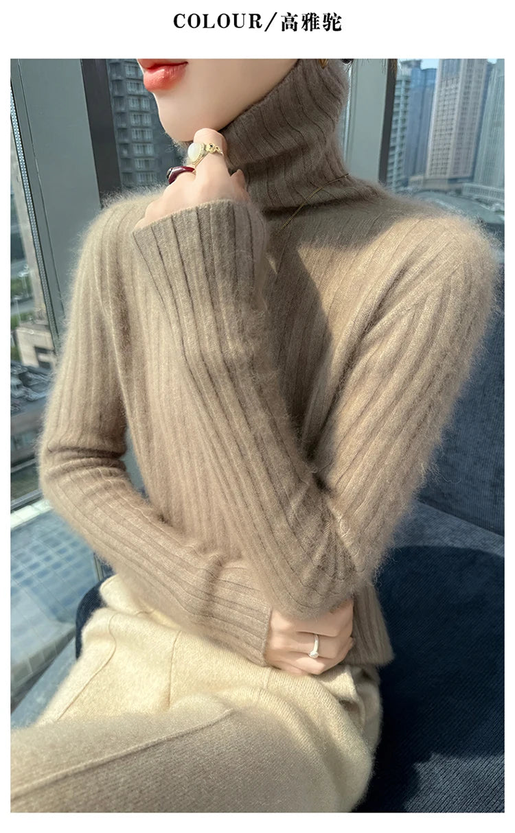 Warm Slim Fit Turtleneck Pullover Sweater for Women