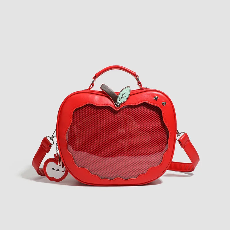 Women's multifunction handbag cute sweet apple shape fashion design large capacity handbag  new versatile niche transparent bag