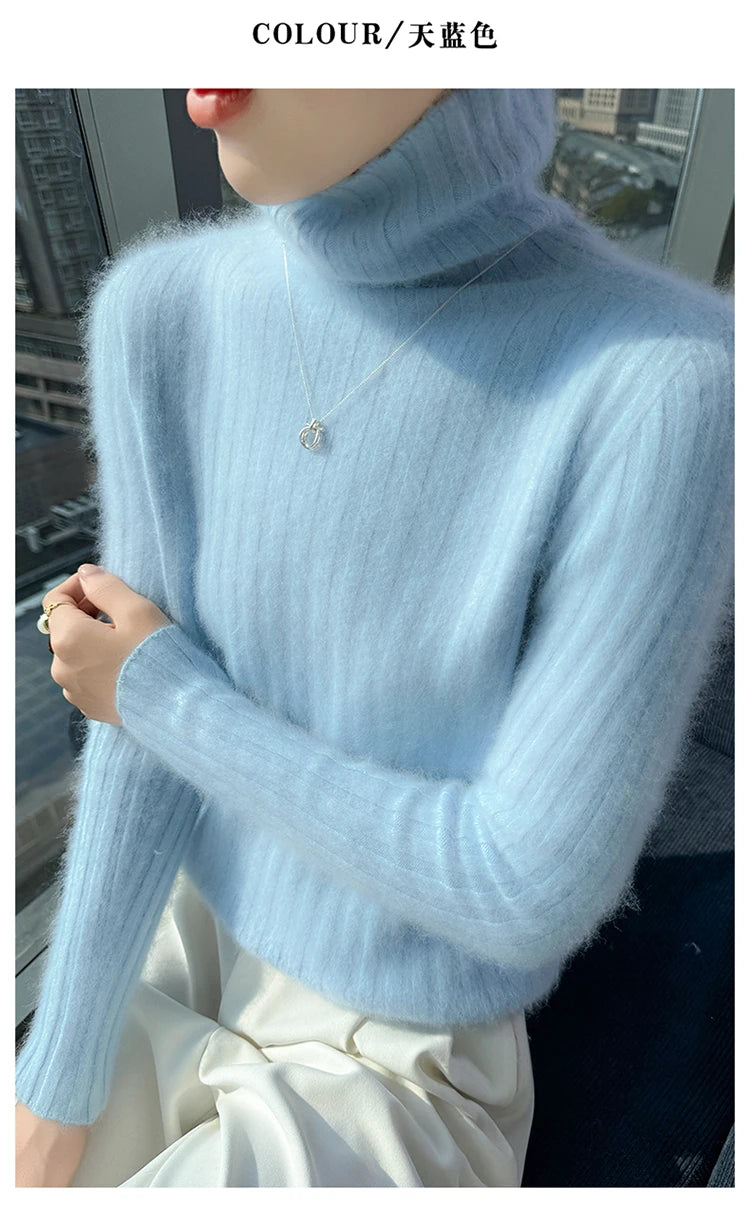 Warm Slim Fit Turtleneck Pullover Sweater for Women