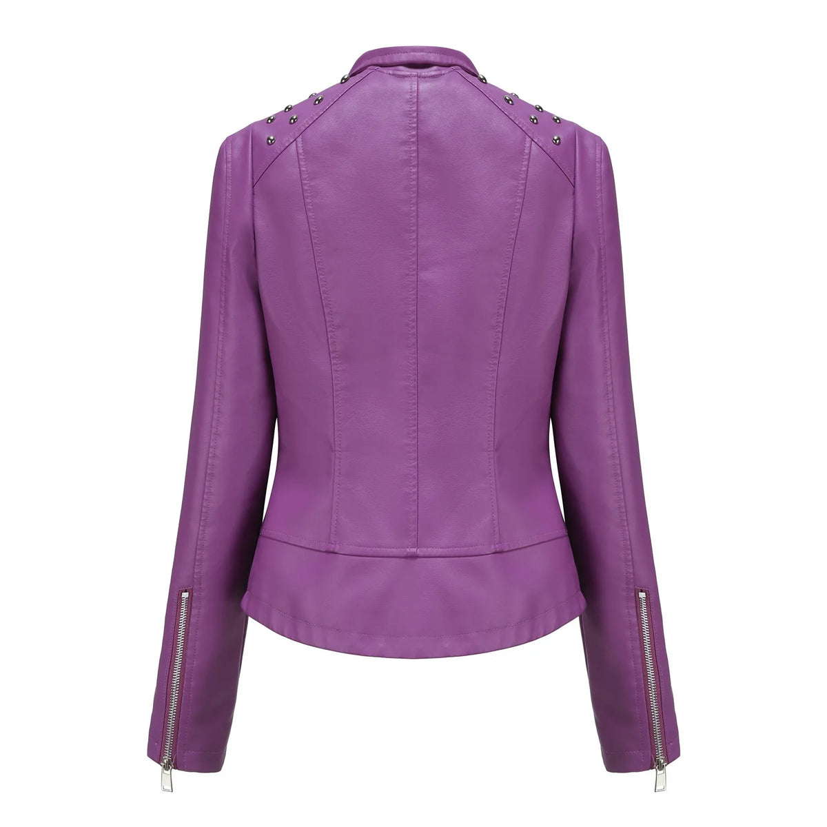 Embroidered Faux Leather Motorcycle Jacket for Women