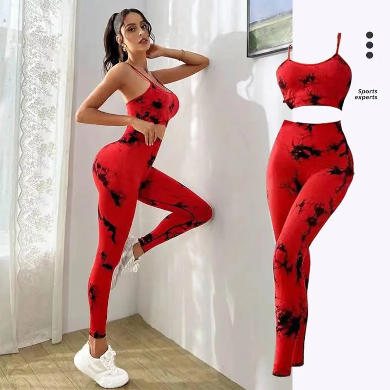 Breathable Tie Dye Yoga Tracksuit Set