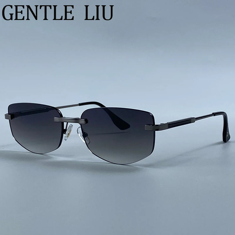 Rimless Geometric Fashion Sunglasses