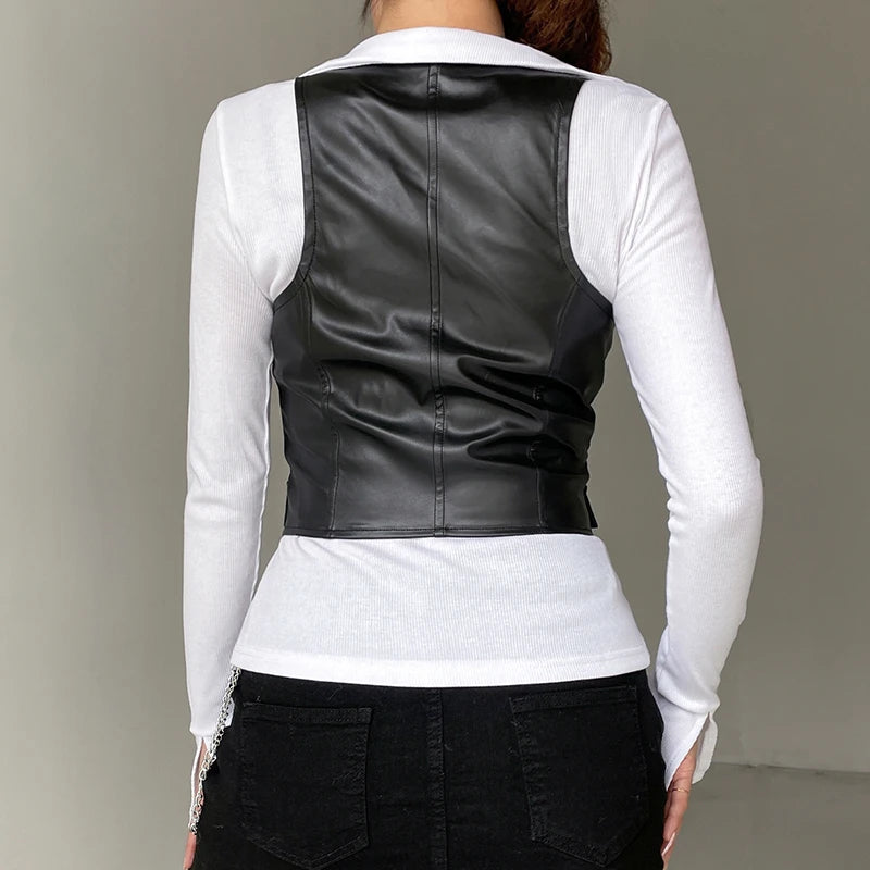 Vintage V Neck Button Up Sleeveless Vest for Women