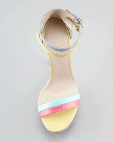 Colorful Leather Stiletto Platform Sandals for Women