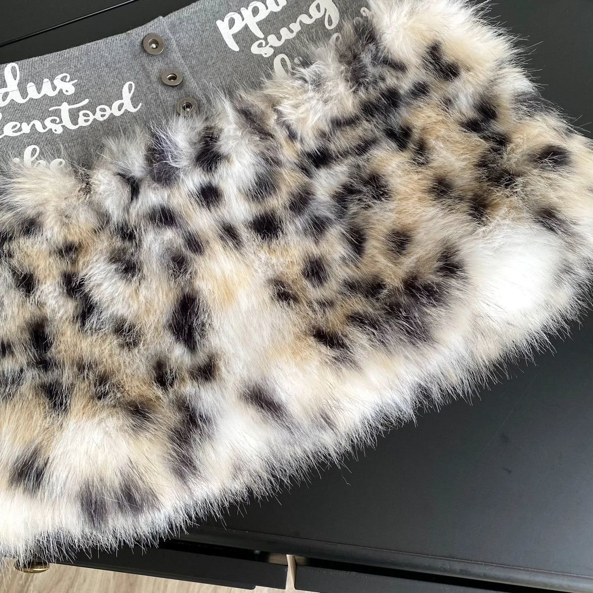 Leopard Print Furry A-Line Mini Skirt With Zipper for Women