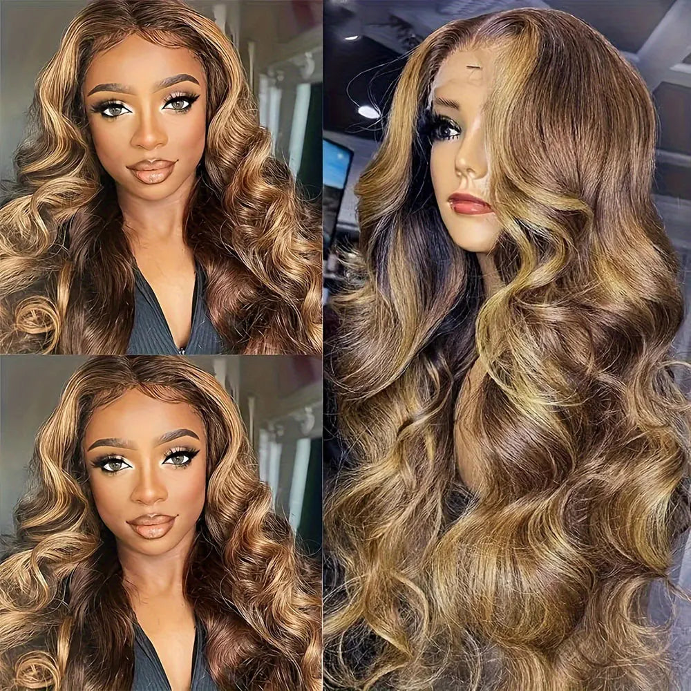Honey Blonde Ombre Body Wave Lace Front Wig for Women