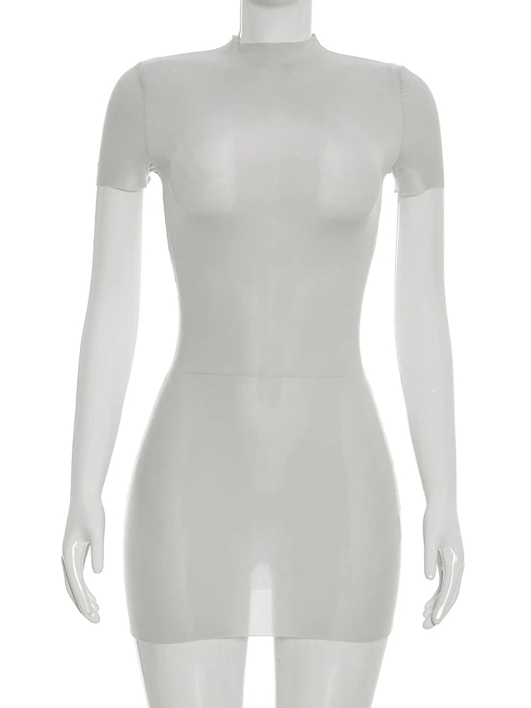 Elegant See Through Mini Dress with Stretch for Women