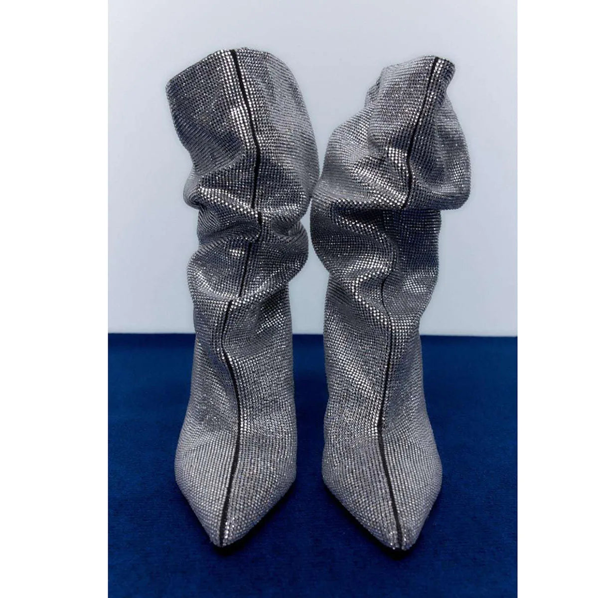 Rhinestone Embellished Pointed Toe Stiletto Boots For Women