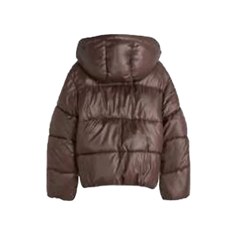 Women 's Down Jackets Vintage Hooded Single Breasted Puffer Full Sleeve Padded Cotton Coats Female 2025 Autumn Lady Streetwears