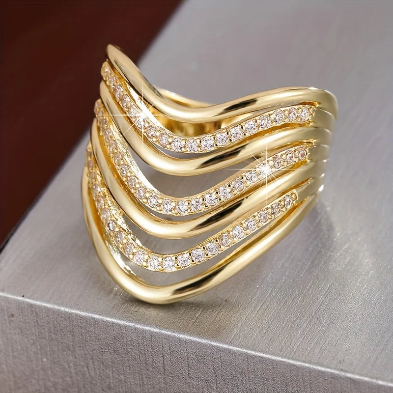 Multi Layer Rhinestone Statement Ring