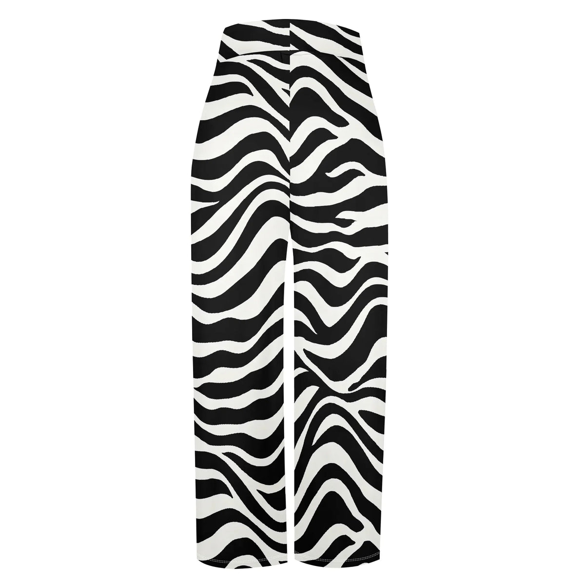High Waist Zebra Print Wide Leg Palazzo Pants for Women