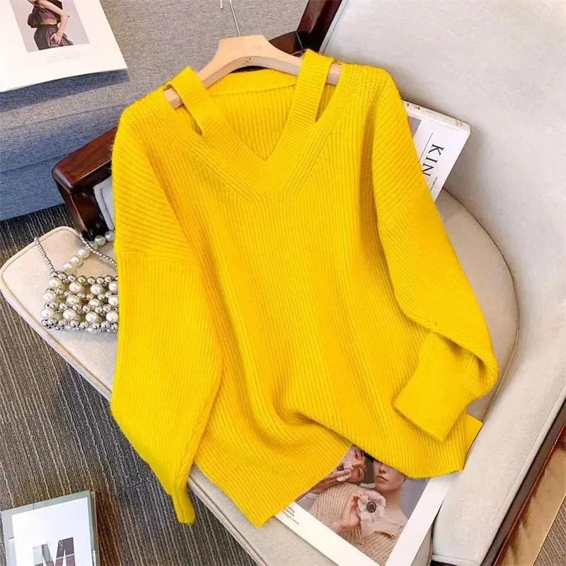 Soft V-Neck Knit Sweater