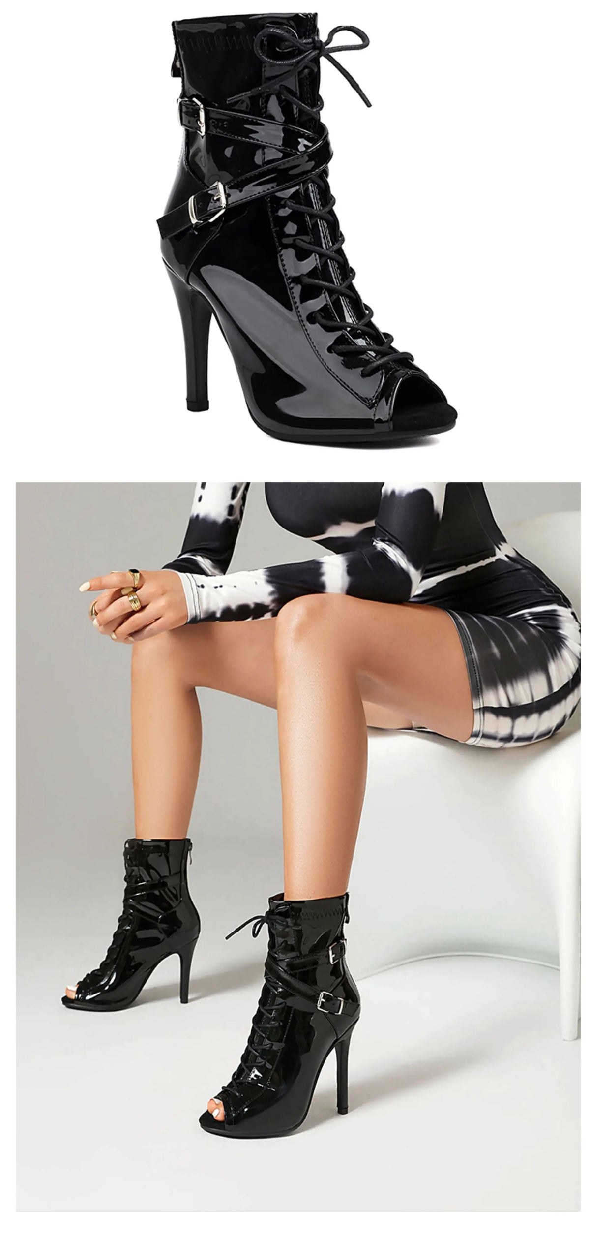 Lace Up High Heel Jazz Dance Ankle Boots for Women