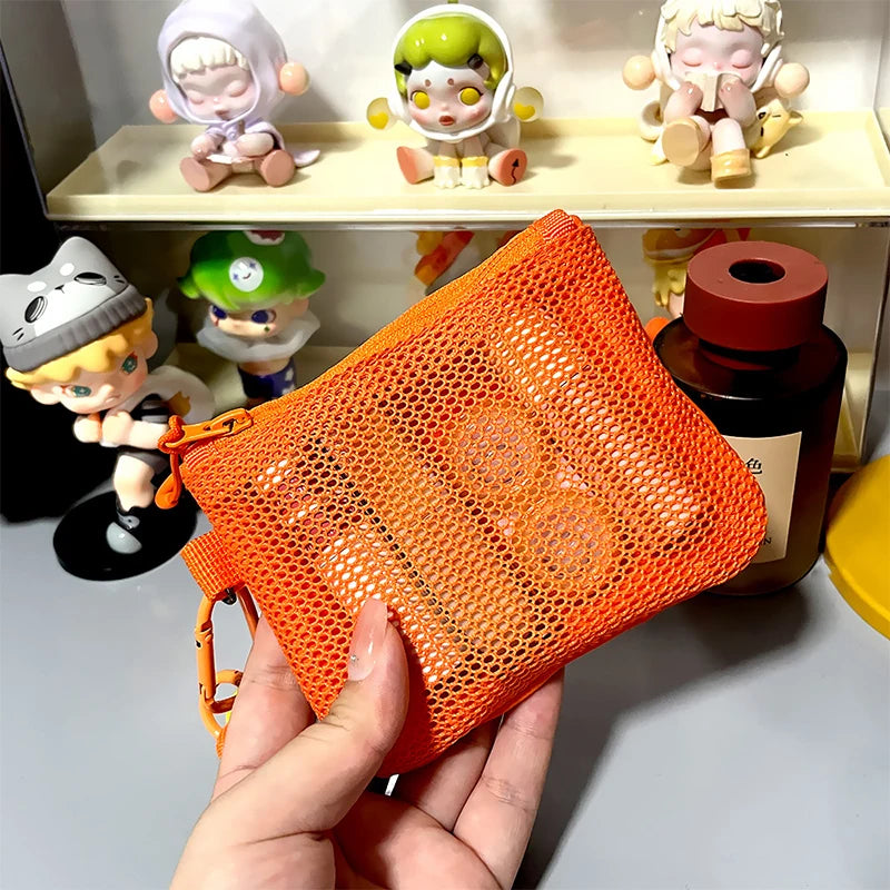 Double-layer Zipper Bag Simple Mesh Storage Bag Large Capacity Portable Earphone Lipstick Cosmetic Bag Mesh Coin Storage Bag