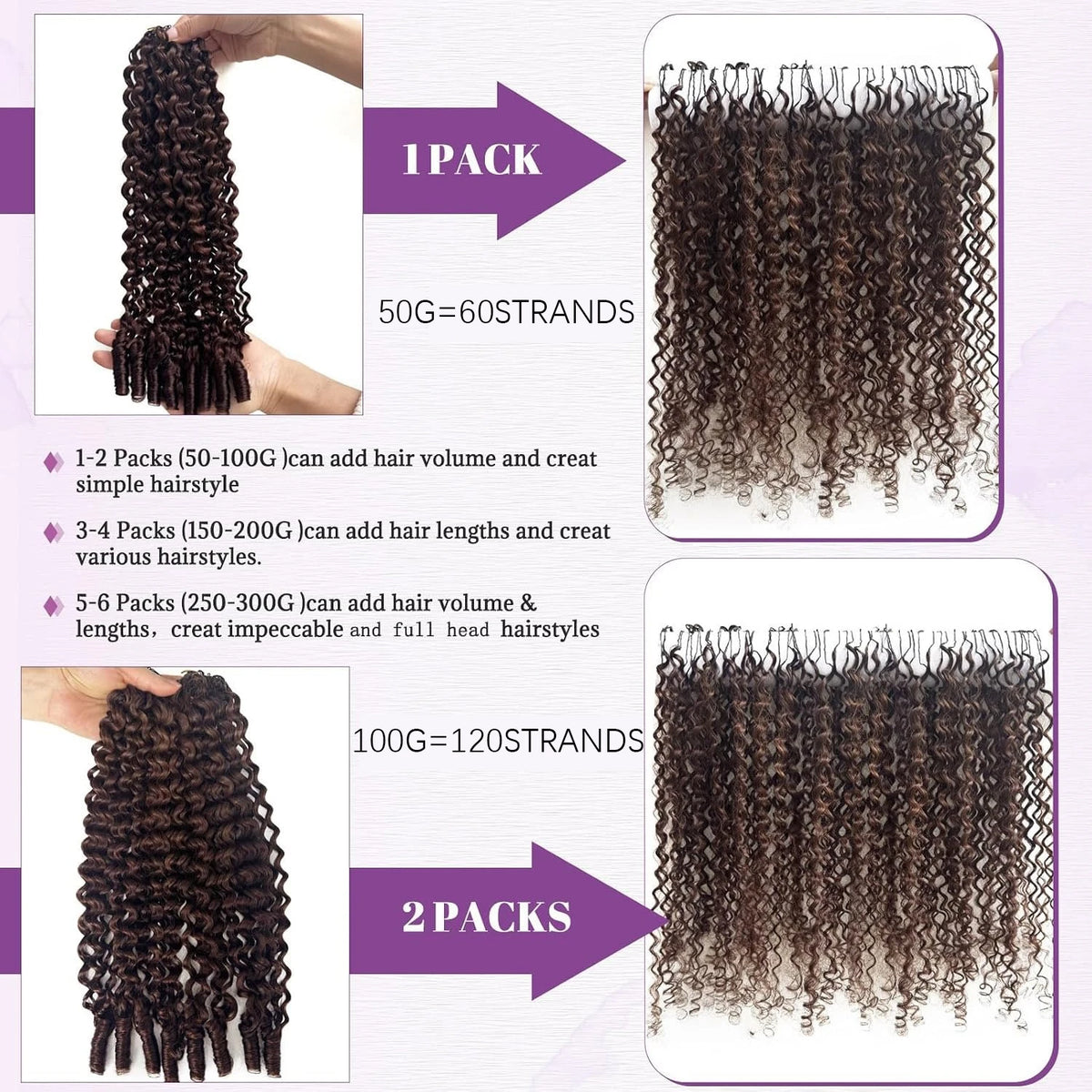 Burmese Curly Human Hair Crochet Braids With Boho Style for Women