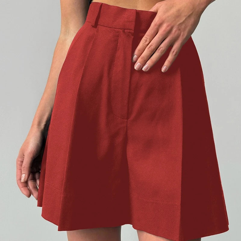 High Waisted Casual Summer Linen Blend Shorts For Women