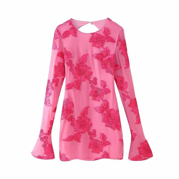 Backless Patchwork Printed Mini Dress