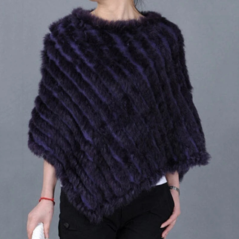 Rabbit Fur Knit Shawl Coat