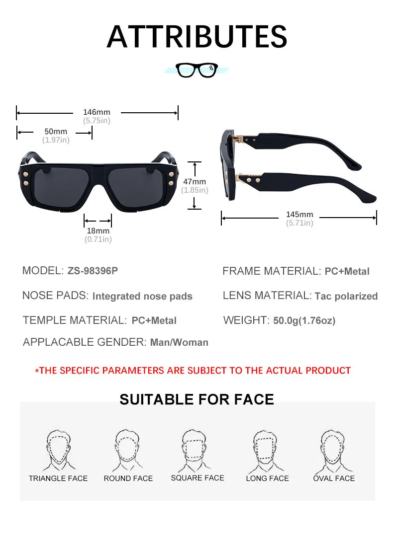 Punk Square Polarized Sunglasses