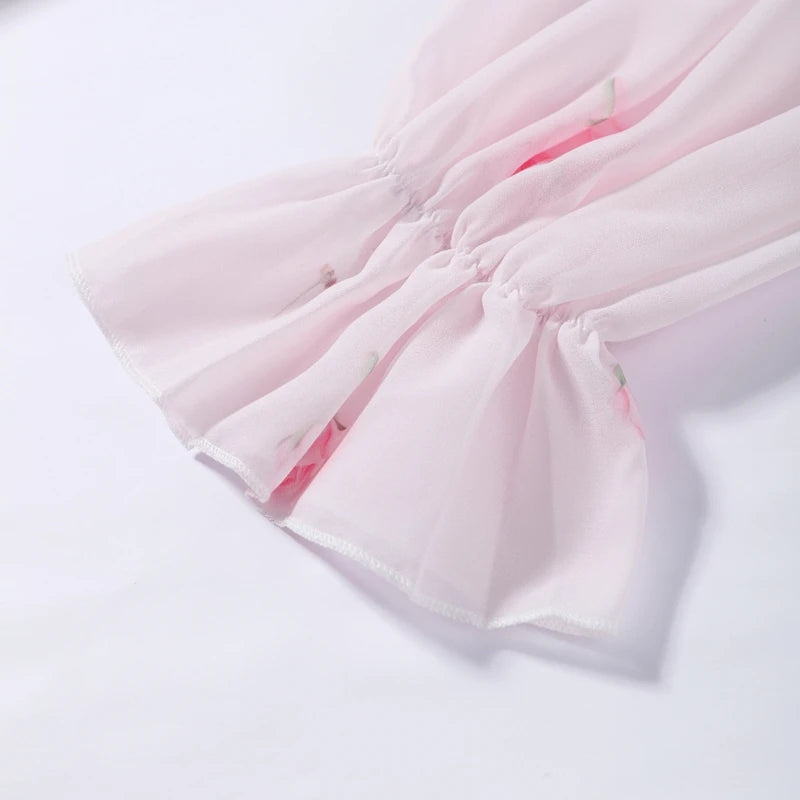 Floral Print Chiffon Tiered Ruffle Maxi Dress for Women
