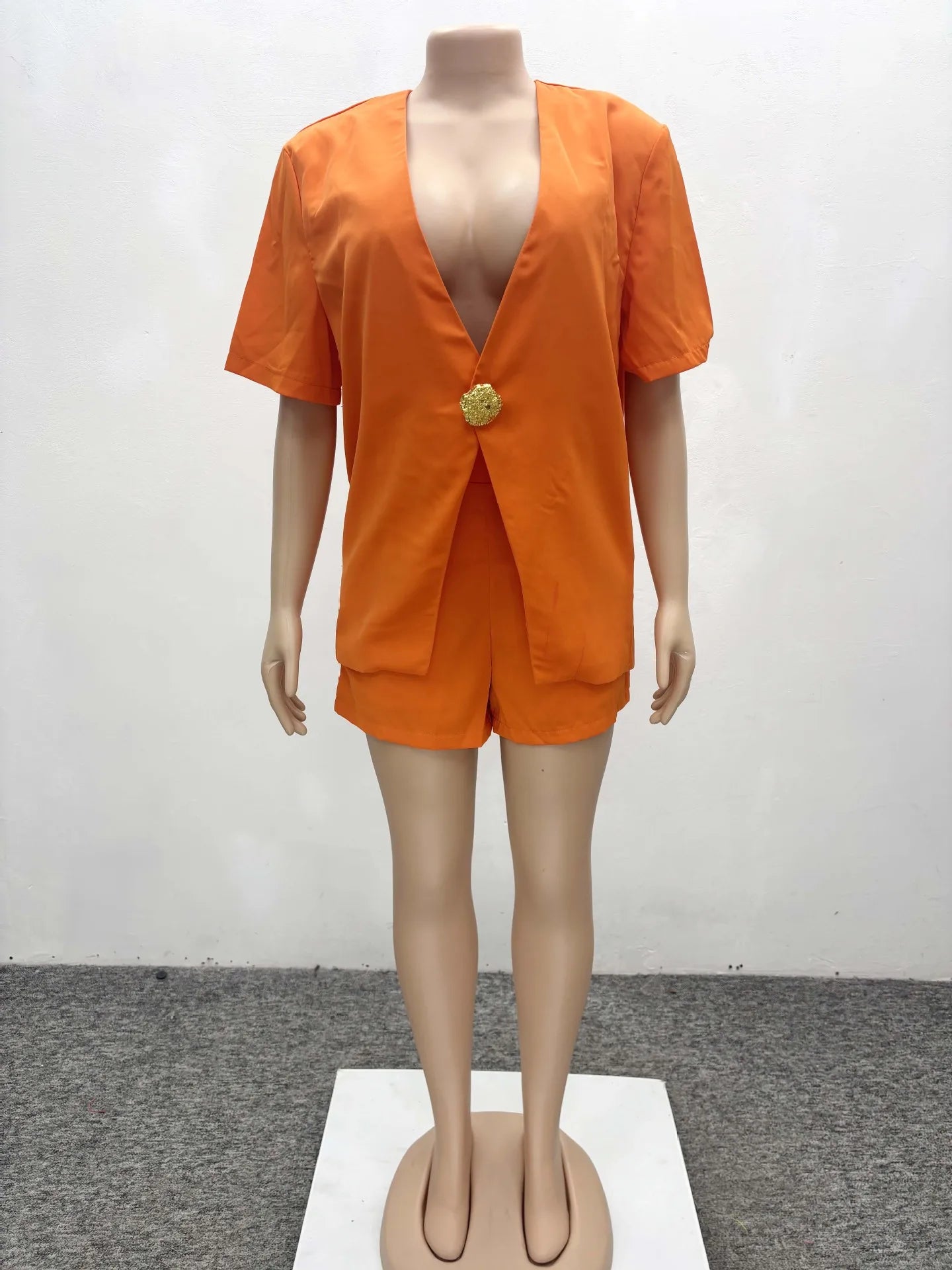 CM.YAYA Women Set v-neck Short Sleeve Shirts blazers +Shorts suits Two 2 Piece Sets Fashion 2025 OL Work Outfit Tracksuit Summer