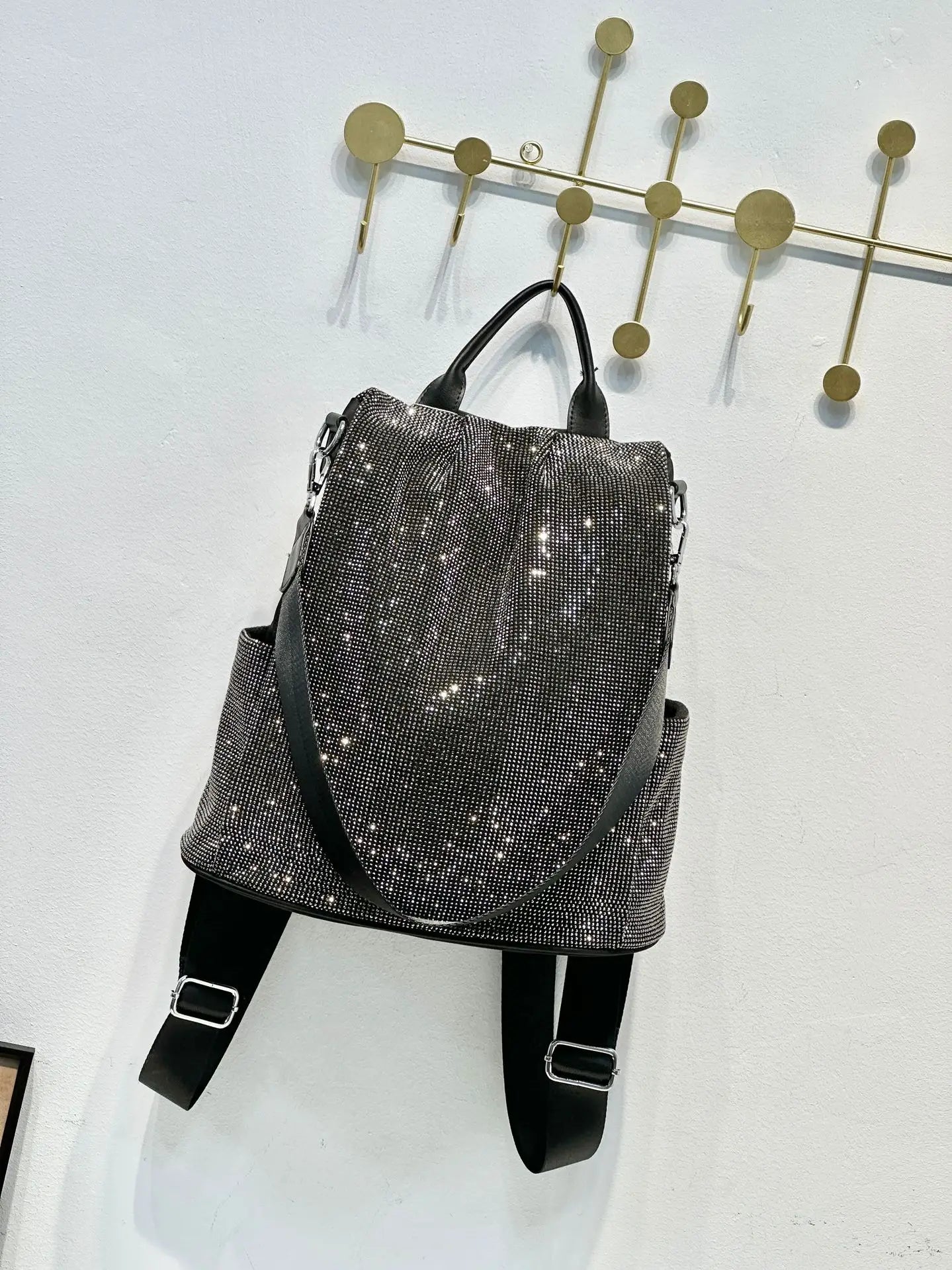 ABQP New Women's Diamond Backpack Large Capacity Women's Backpack Multifunctional Fashion Hot Diamond Casual Travel Backpack